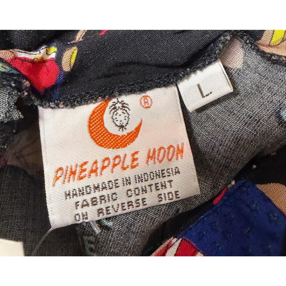 Pineapple Moon Vintage Dress Large 4th of July Sheath Black Short Sleeve New - Picture 10 of 13
